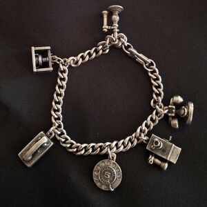 Bell Attendance 6 Telephone Charm Bracelet Vintage 1950s 1960s Sterling Silver